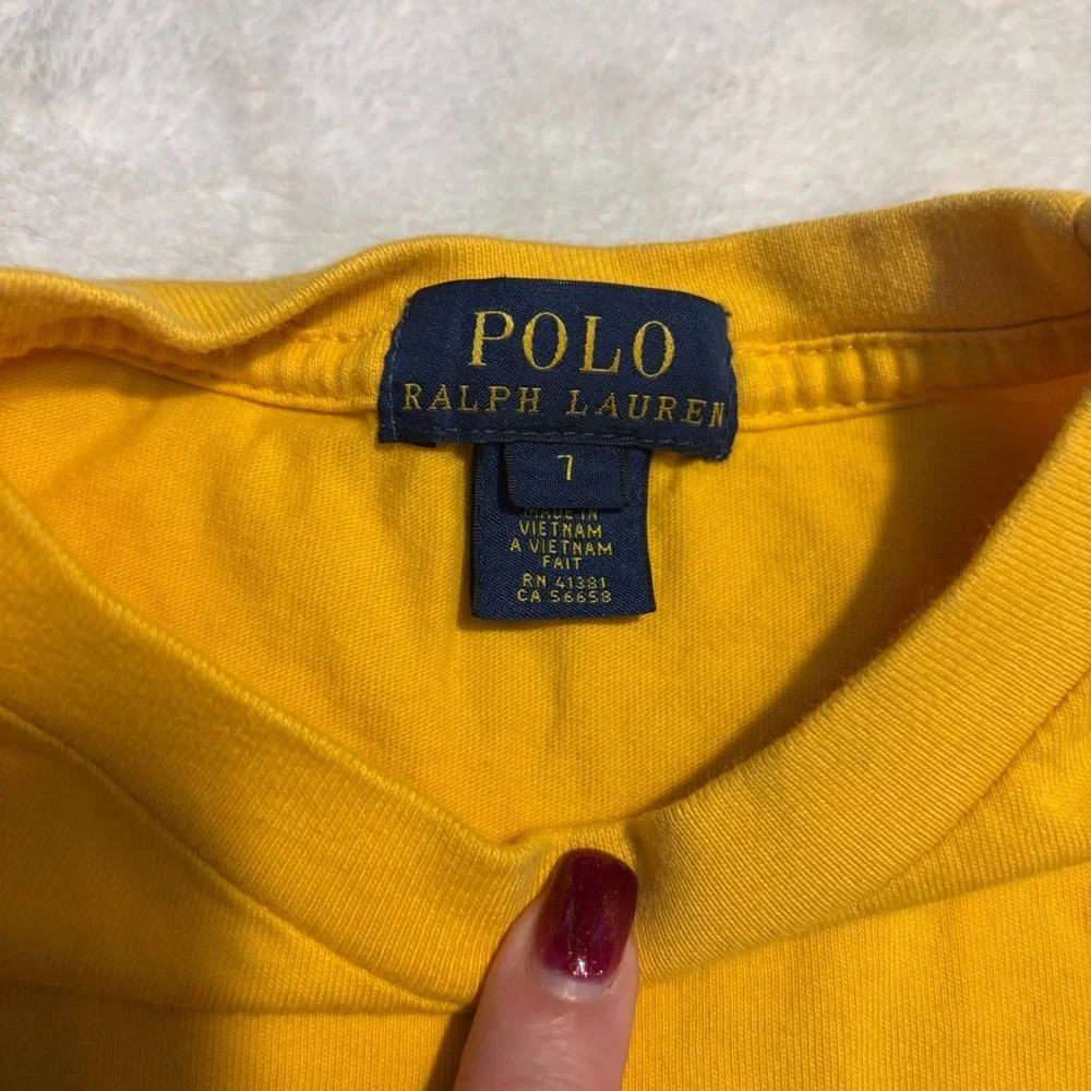 🇺🇸 Polo by Ralph Lauren Kids Tee Sz 7 (kids) Gold Yellow Short Slv 100% Cotton